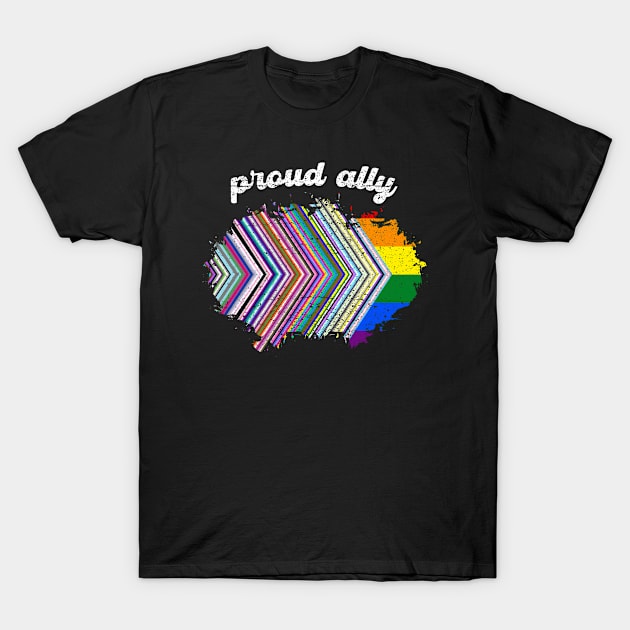 Proud Ally Inclusive LGBT+ flag T-Shirt by Thomas Mitchell Coney